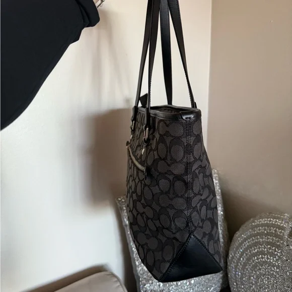 Coach Charcoal and Black Signature Tote - Picture 4 of 10